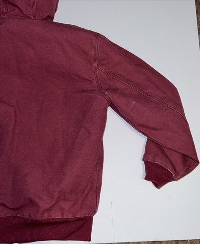 Carhartt Active Jacket Merlot Pink Plum Burgundy WJ130 Hood Zip Workwear Canvas - Picture 16 of 21