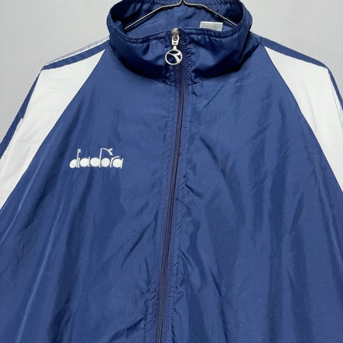 VTG 80s / 90s Diadora Soccer Jacket - Zip Up - Windbreaker - Blue / White - XL - Picture 2 of 6