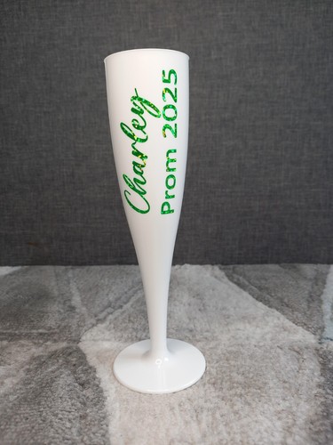 Personalised White Champagne Prosecco Flutes Wedding Bridesmaid Prom Plastic - Picture 21 of 39