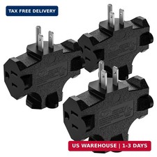 3-Pack 3 Way Plug Adapter, ETL Listed 3 Outlet Grounded Wall Outlet Splitter, 3