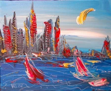 CITYSCAPE  abstract  Original Oil Painting canvas IMPRESSIONIST
