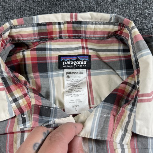 Patagonia Shirt Mens Large Black Red Plaid A/C Organic Cotton Button Up Relaxed - Imagen 6 de 8