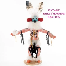 19.5" Vintage Cottonwood Kachina "EARLY MORNING" Signed Nelson Hand Painted Hopi