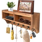 Key Holder Wall Mount - Mail Organizer Wall Mount with 6 Key Hooks and Storag...