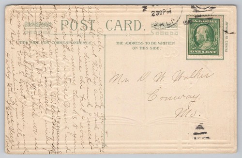 1910 New Year Wishes HM Burnside Poem Violets Winsch Embossed Postcard - Picture 2 of 2