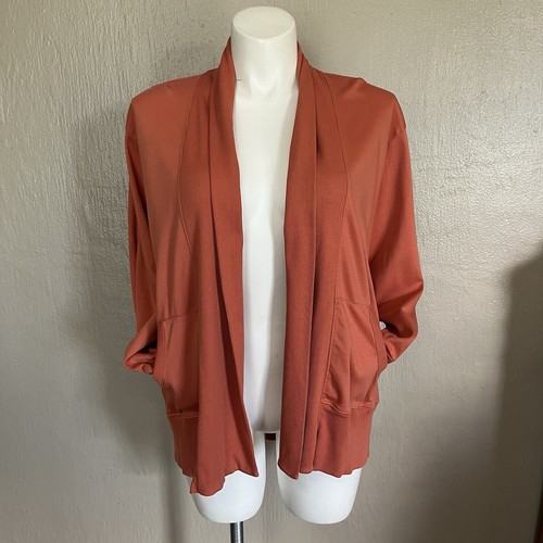 L.L. Bean Womens Plus Knit Open Cardigan Long Sleeve Pockets Orange Size 2X - Picture 3 of 7