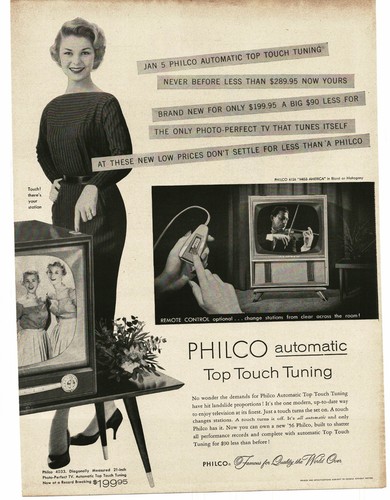 1956 Philco TV Television 6126 Miss America & 4033 Photo Perfect floor model Ad