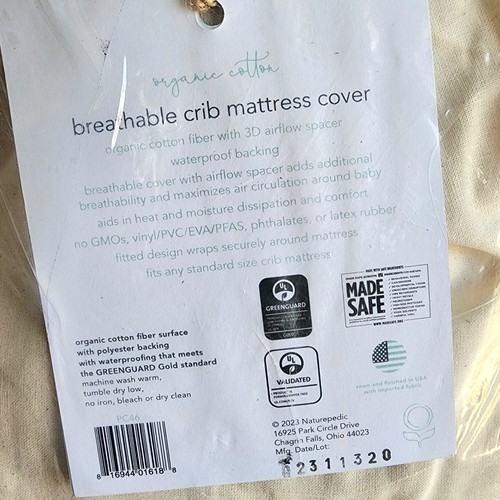 Naturepedic Crib Mattress Cover Organic Cotton Waterproof Breathable New - Picture 10 of 10