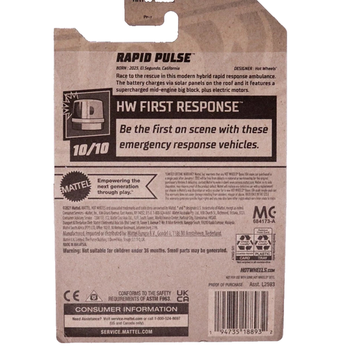 Coche modelo Hot Wheels First Response Rapid Pulse escala 1:64 - Imagen 2 de 3