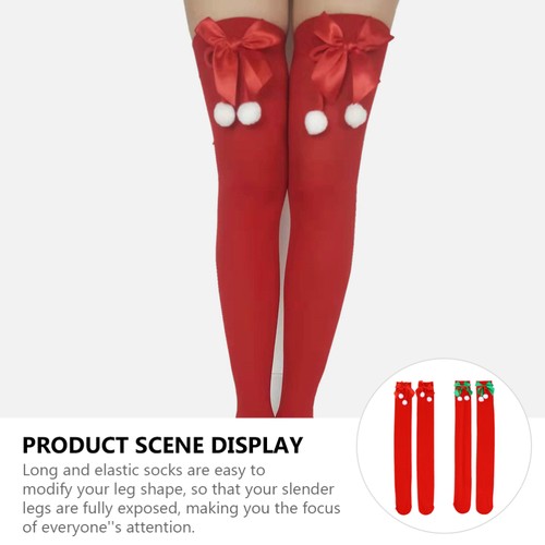 2 pares de medias de rodilla de Navidad sobre la rodilla calcetines de fiesta calcetines altos - Imagen 12 de 12
