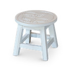 Carved Wooden Step Stool | Butterflies | Antique White Footstool