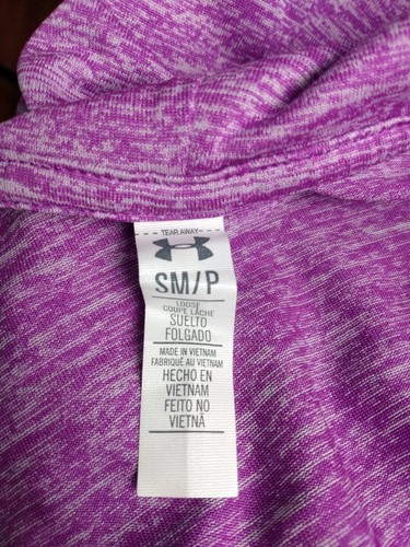 Under Armour Top Sz SM/P Purple Hooded Loose Fit Long Sleeve Gym T-Shirt Women's - Picture 5 of 5