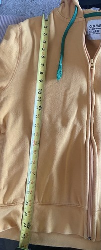 Old Navy Hoodie Sweatshirt Yellow Fleece Lined Full Zip Y2K Men’s Large - Picture 14 of 16
