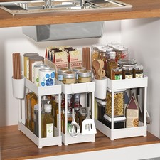 3 Pack Under Sink Storage Organizers 2 Tier Bathroom Cabinet Bottles Organizer