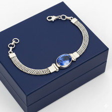 Blue Tanzanite Gemstone Handmade 925 Sterling Silver Jewelry Chain Bracelet