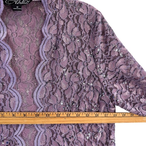 Alex Evenings 3 Pc Skirt Suit Womens Medium Lavender Lace Sequin Evening Party - Picture 4 of 18