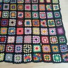 Vintage 70's Handmade Blanket Granny Square Multi-Color Crochet Cottage Core