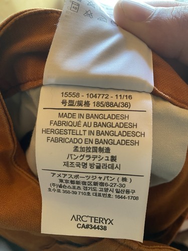 Arcteryx A2B Chino Hose Herren 36x33 Besatz Tapered RostOrange Outdoor Taschen Erwachsene - Bild 10 von 11
