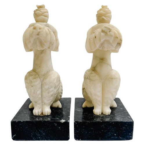 Mid-Century Alabaster Poodle Bookends Made in Italy for Bullock's 6"H - Picture 5 of 9