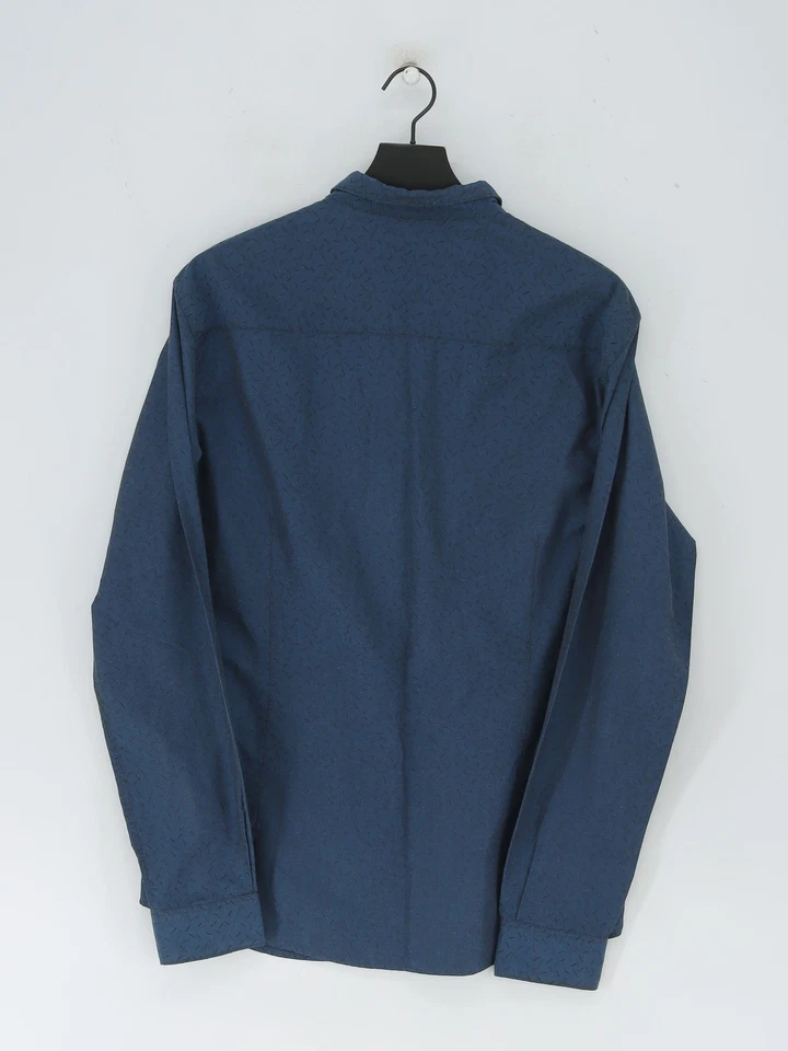 Camisa Hombre Armani XL Azul Geométrico Poliéster con Algodón Básico Foto 2 de 4