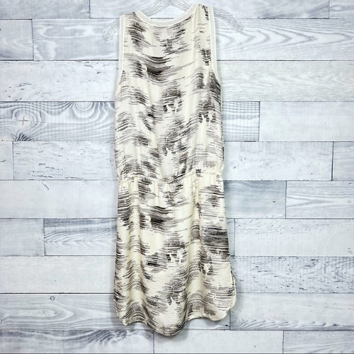 Vince Kleid Marmor Jacquard weiß grau ärmellos Tunnelzug 100% Seide Gr. XS - Bild 6 von 6