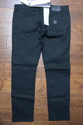 Armani Exchange A|X J13 Men Slim Fit BLK Scraped Stretch Cotton Jeans 38S 38x30 - Picture 8 of 10