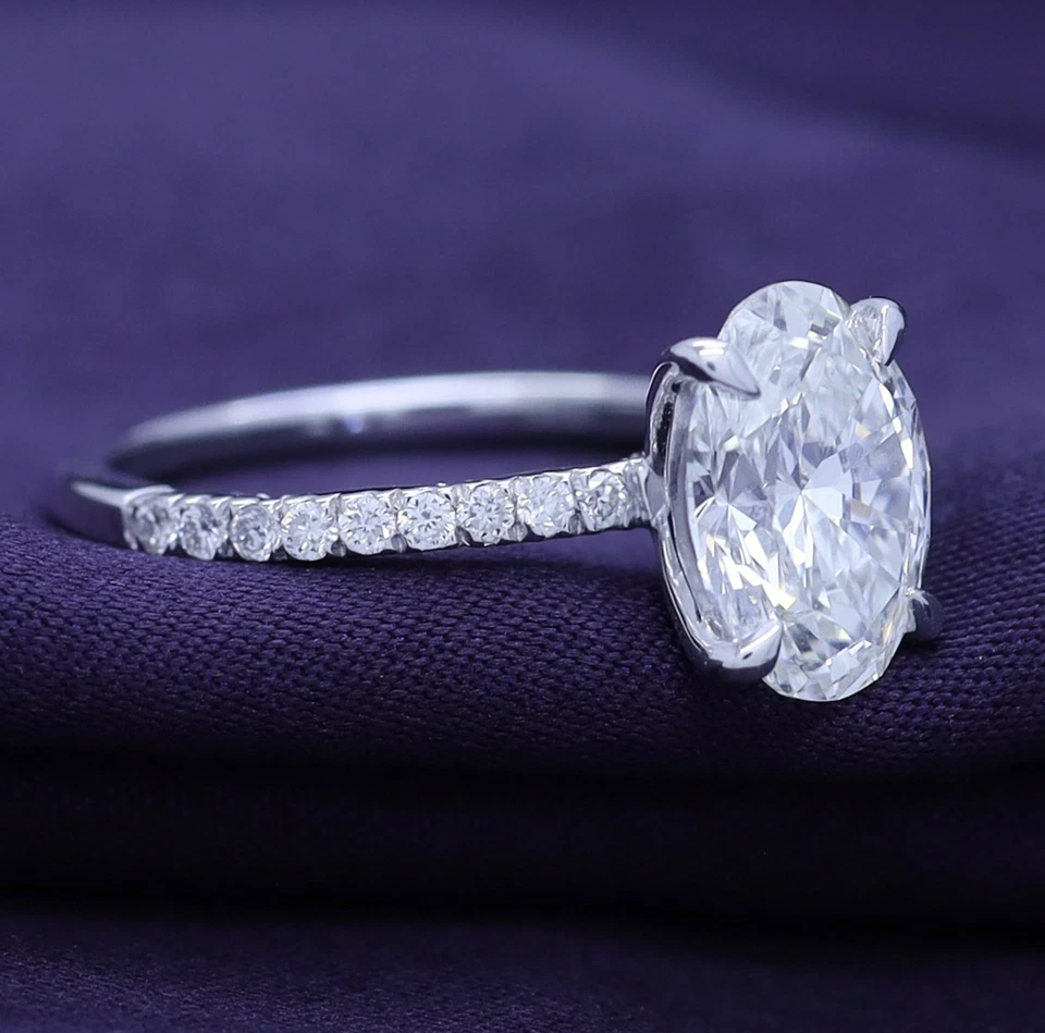 3.00Ct Oval Lab Grown Diamond GIA Authentic Engagement Ring Solitaire G-H VS-I1 - Image 4 of 4