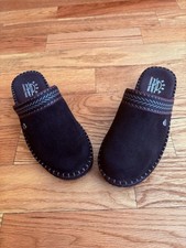 Bobs From Sketchers Black Vegan Suede Clogs, Sz 7 Memory Foam Cushioning Worn X2