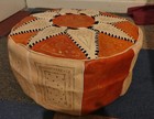 Handmade Purple and Peachy Cream Pouffe New Genuine Leather Poufe Pouf Footstool