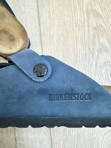 Zueco Birkenstock Boston sin cordones talla 40 regular W 9/M 7 cuero azul marino bonito - Imagen 9 de 17