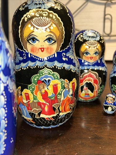 Phönix Feuervogel russische Matroschka 10 Stück Märchen verschachtelte Puppe - blau - Bild 9 von 24