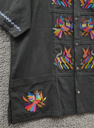 Chaqueta Camisa Guayabera Alebrijes Mexicana Talla XL? Western bordado negro - Imagen 3 de 8