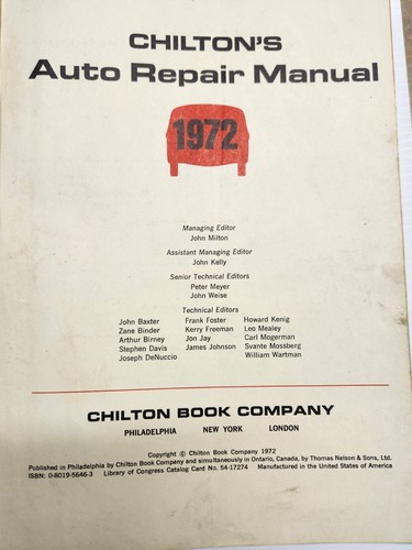 Vtg CHILTON Auto Repair Manual 1972 BOOK American Cars 1965-1972 - Picture 10 of 19