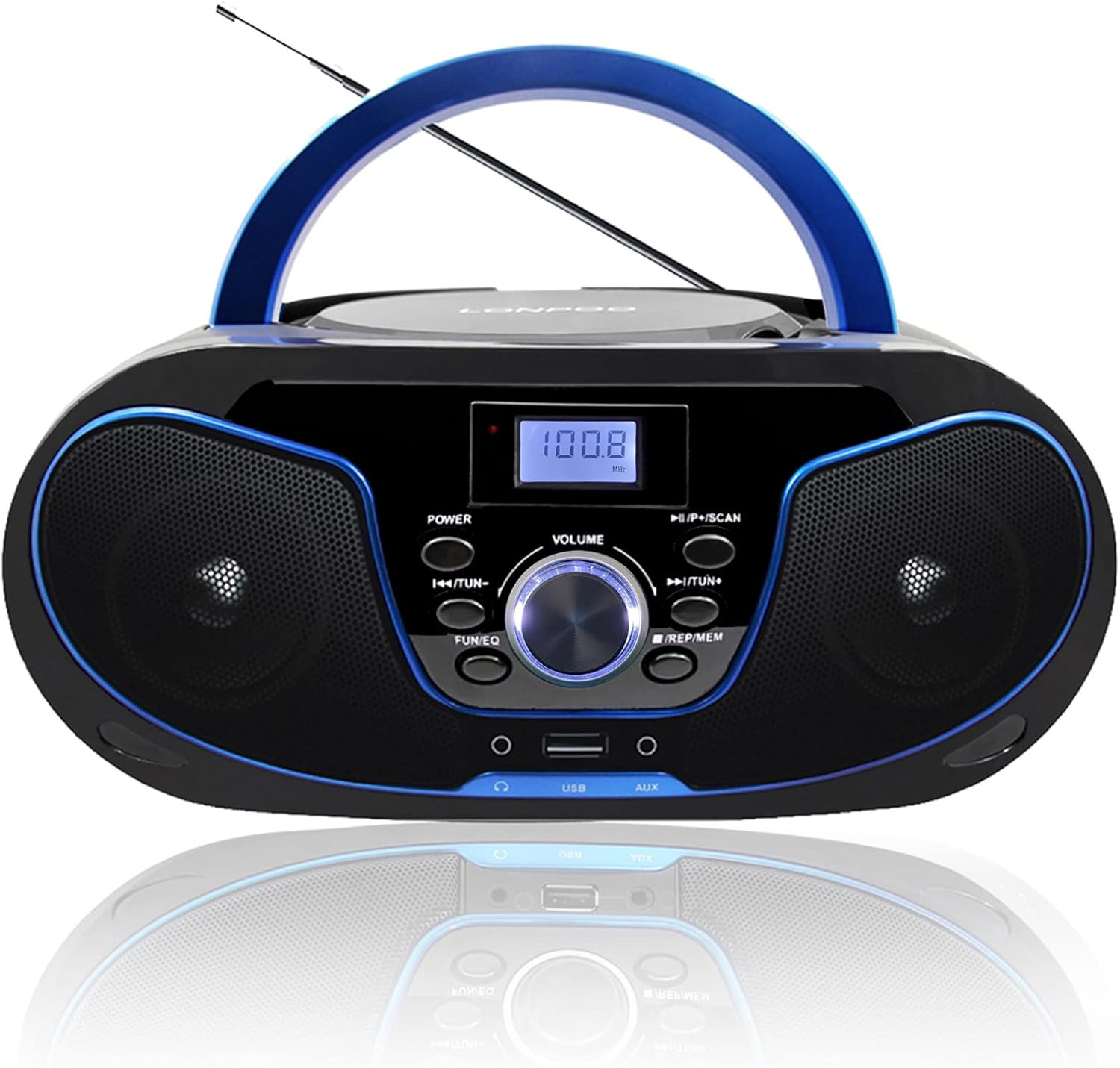 Lettore CD Boombox Portatile - Stereo Con Radio FM, Ingresso Bluetooth, USB, AUX