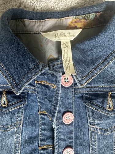 Matilda Jane Wonderment Size 4 Blue Denim Button Down Vest Ruffles - Picture 2 of 4