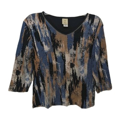 Jess & Jane Sequoias T Shirt Tee Womens S 3/4 Sleeve Artsy City Wearable Art 705