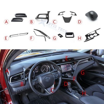 Carbon Fiber ABS Gear Panel AC Air Vent Passenger Glove Box Trim For Camry 2018+
