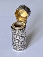SAMPSON MORDAN Victorian Silver Scent Perfume Bottle London 1893 NO STOPPER