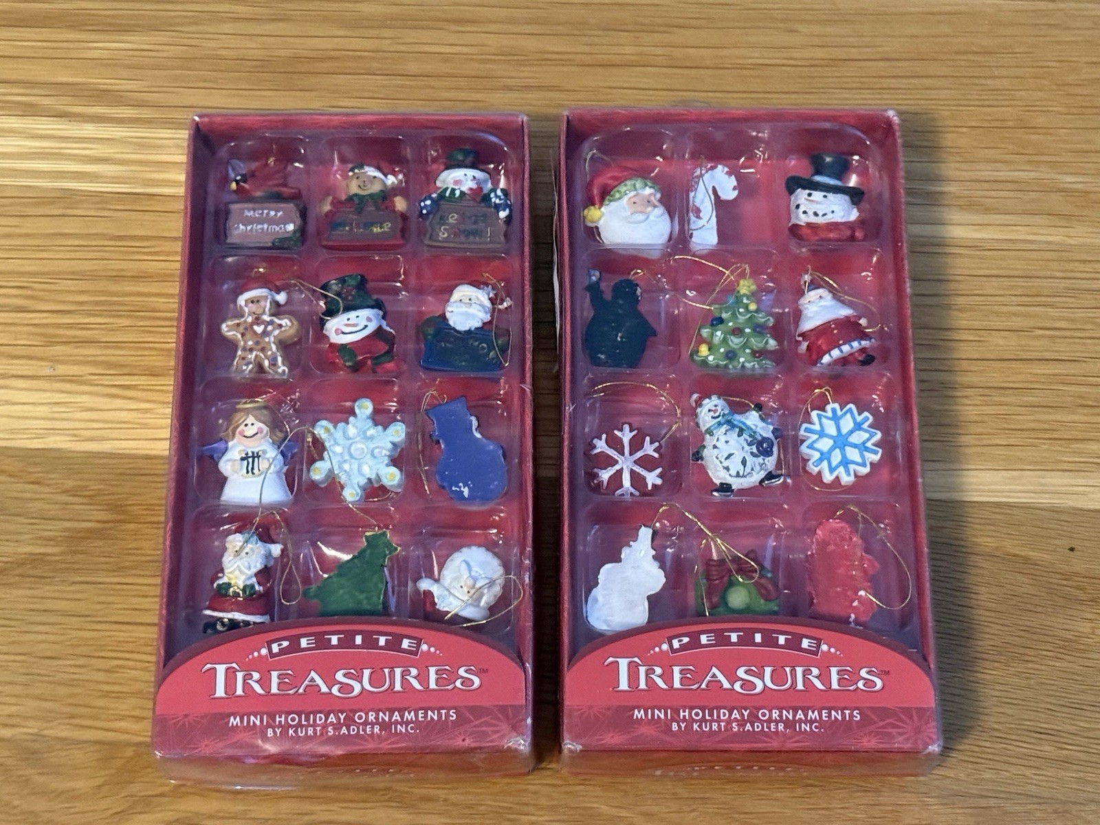 Kurt Adler Petite Treasures Mini Holiday Ornaments – Lot of 2 Sets - New in Box