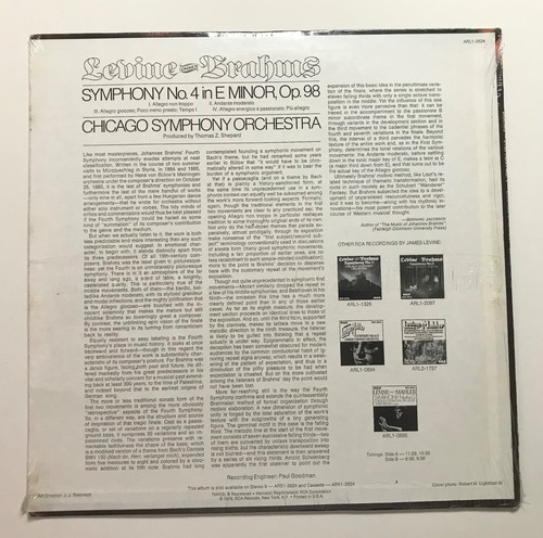 JAMES LEVINE: Brahms Symphony No. 4 (Vinyl LP Record Sealed) - Bild 2 von 4
