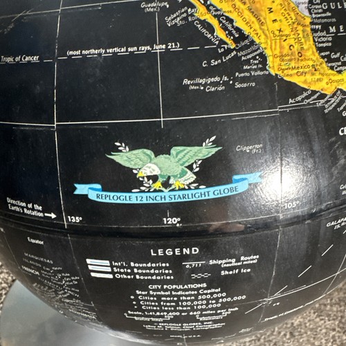 Vintage 50s 60s REPLOGLE 12 inch STARLIGHT GLOBE USSR Metal stand BLACK SEA 🌎 - Picture 2 of 6