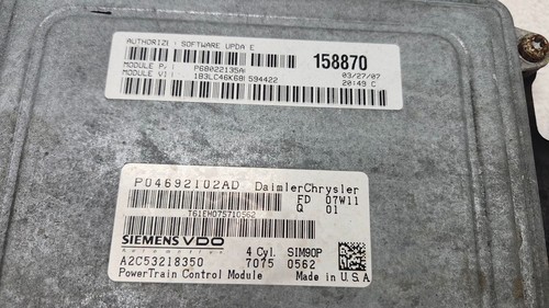 2007-2010 Dodge Avenger Sebring Engine Computer ECU ECM PCM P04692102AD - Picture 2 of 8