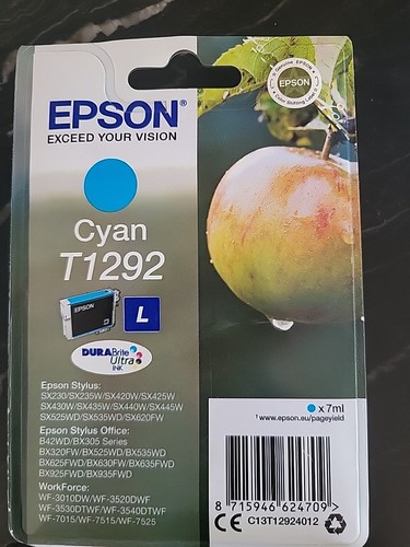 Original Epson Tintenpatrone T1292 cyan für Stylus Photo C13T12924012