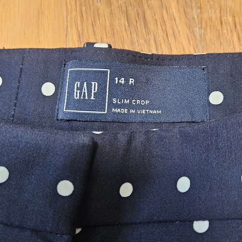 GAP Women’s Crop Pants 14 Navy White Polka Dot Slim Tapered Preppy - Picture 3 of 11