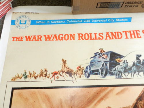 VINTAGE JOHN WAYNE THE WAR WAGON 39 x 62 POSTER CANVAS BACKED UNIVERSAL STUDIOS - Picture 5 of 9