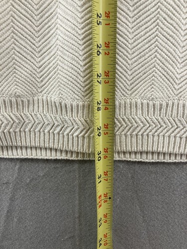 Chaps Ralph Lauren VTG Cream White Sweater Mens M Hand Framed Herringbone - Picture 5 of 11