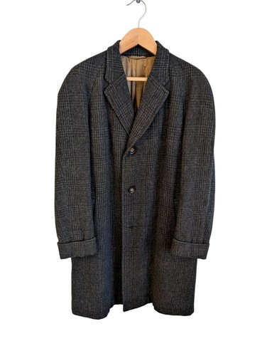 Saxon Hawk Styled by Huntsman Prince Of Wales Tweed Balmacaan Coat Size 40R - Picture 7 of 8