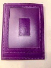 Slim Bifold Front Pocket Wallet 2 ID Window Credit Card Holder Genuine PurpleNEW