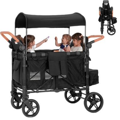 Stroller Wagon Faltbarer 4-Sitzer-Kinderwagen Baby-Bollerwagen mit Verdeck 150KG