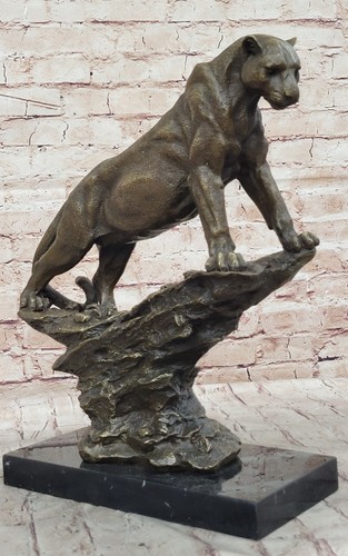 Jaguar Panther Leopard Cougar Big Cat Car Collector Bronze Marble Statue Sale - Imagen 3 de 10
